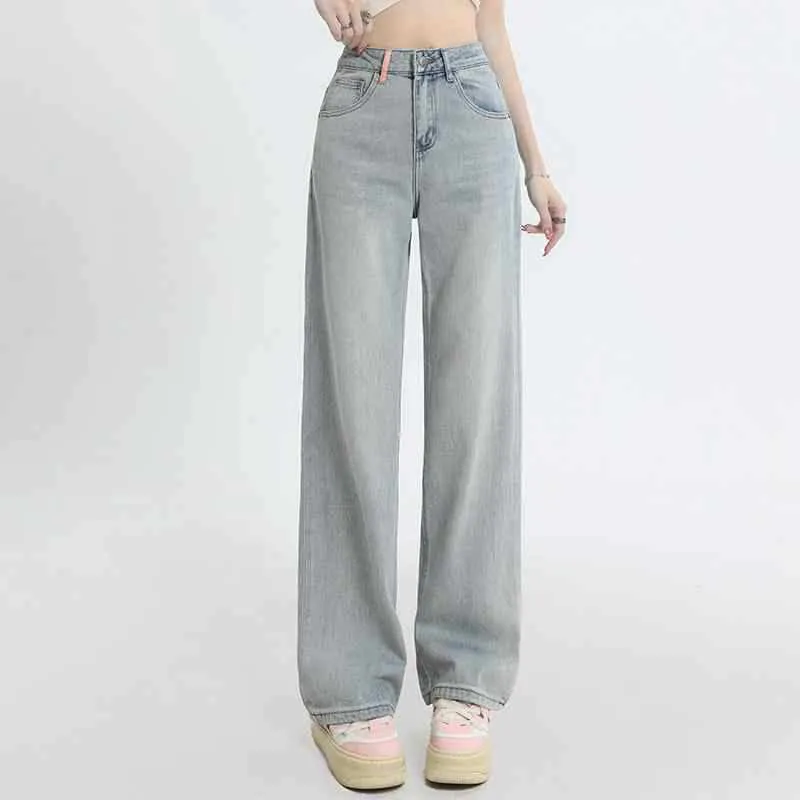 Light Blue High Waist Wide Leg Jeans For Women