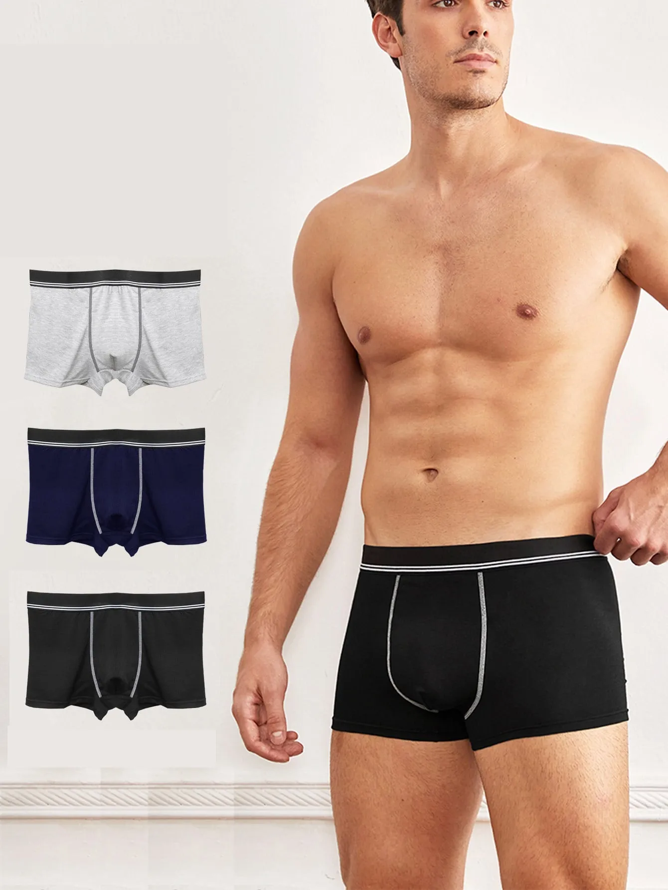 Men 5pcs Contrast Piping Boxer Brief