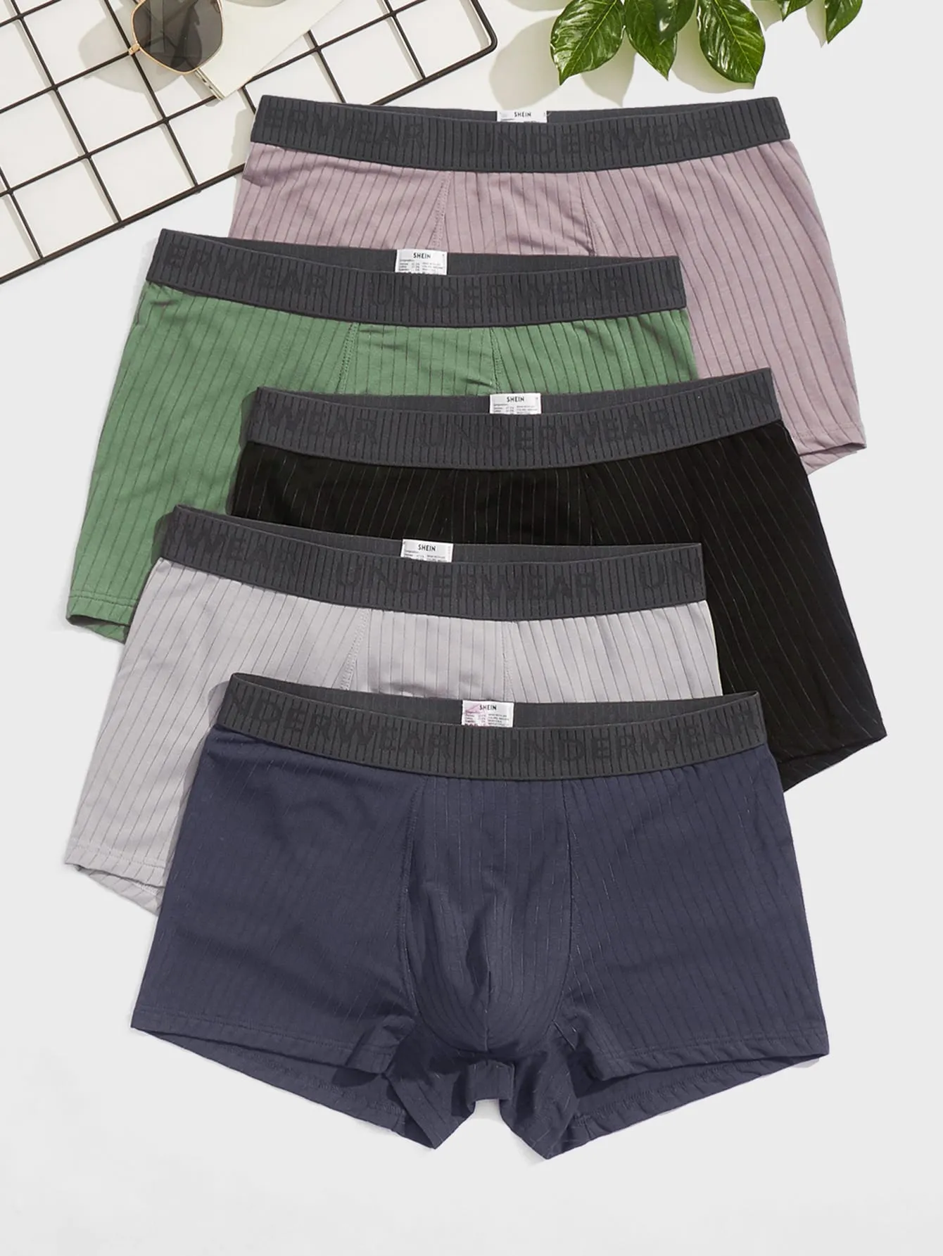 Men 5pcs Letter Patched Boxer Brief