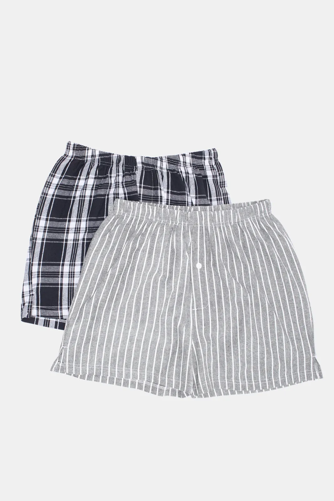 Men Black And Grey Checkered Woven Boxers (Pack of 2)