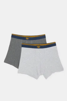 Men Grey And Charcoal Boxers Brief Set (Pack of 2)