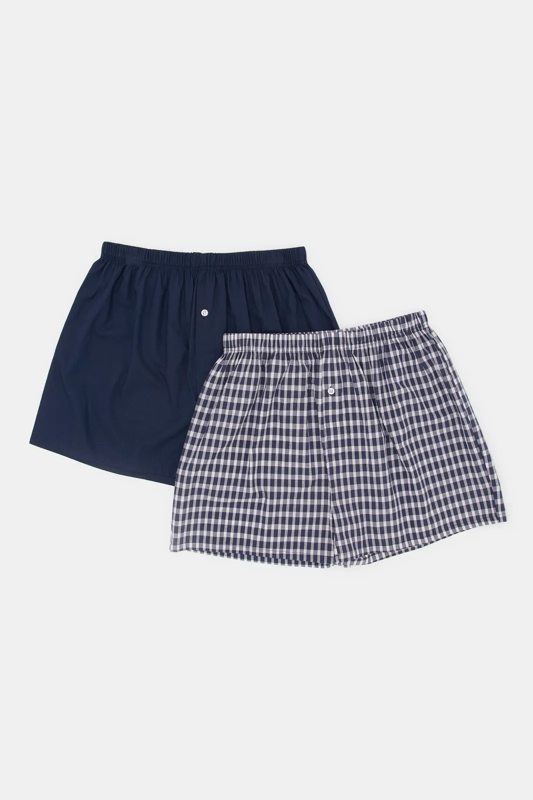 Men Navy Woven Boxer Set (Pack Of 2)