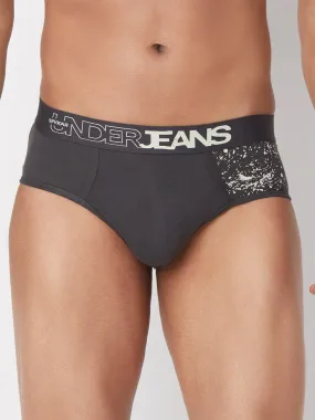 Men Premium Grey Cotton Blend Brief- Underjeans By Spykar