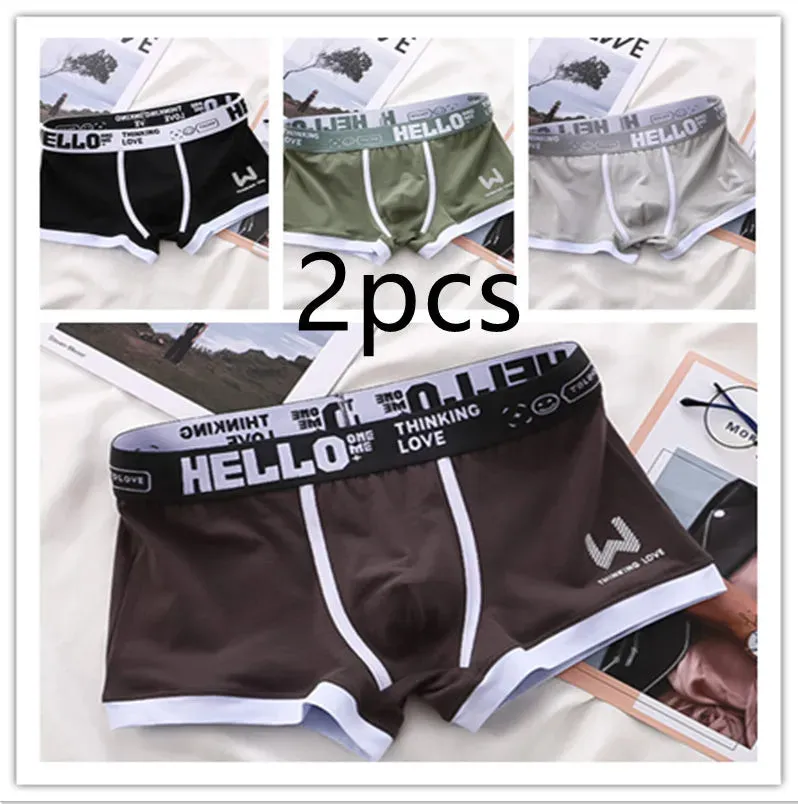 Men's Cotton  Boxer Briefs Trendy Breathable Low waist underwear