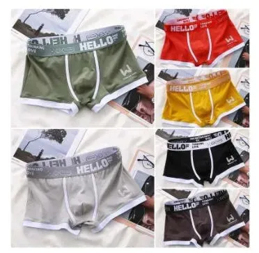 Men's Cotton  Boxer Briefs Trendy Breathable Low waist underwear