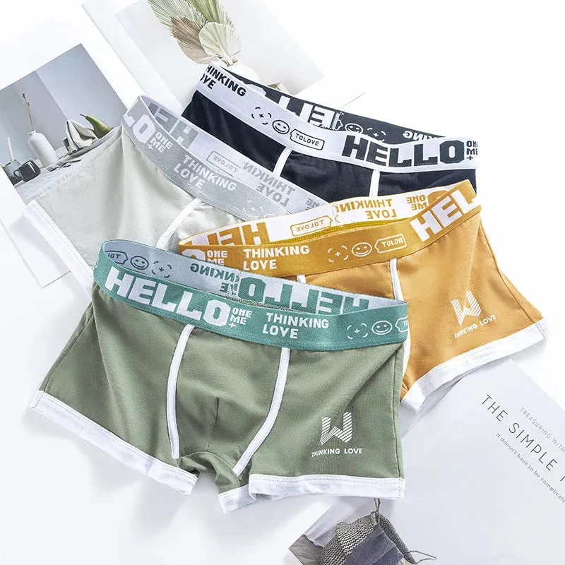 Men's Cotton  Boxer Briefs Trendy Breathable Low waist underwear