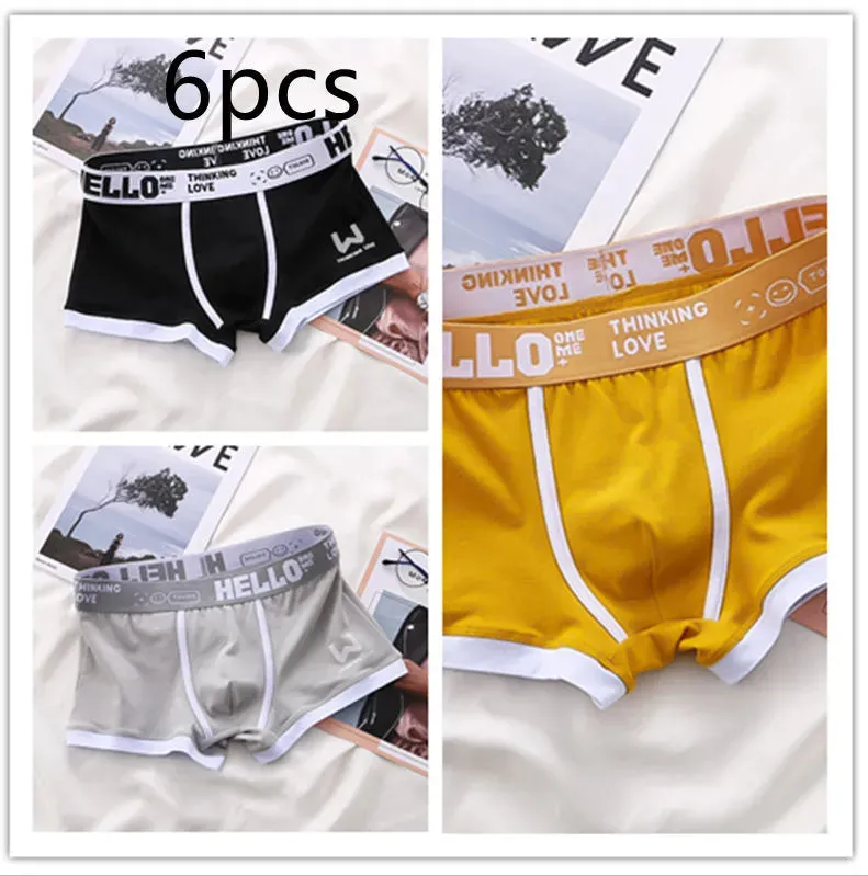 Men's Cotton  Boxer Briefs Trendy Breathable Low waist underwear