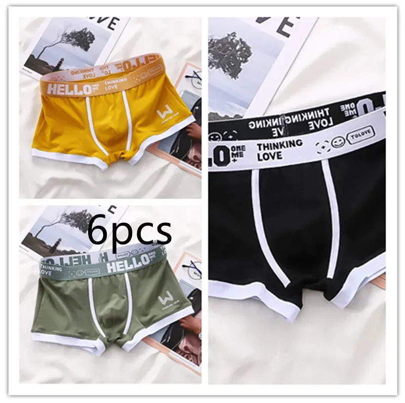 Men's Cotton  Boxer Briefs Trendy Breathable Low waist underwear