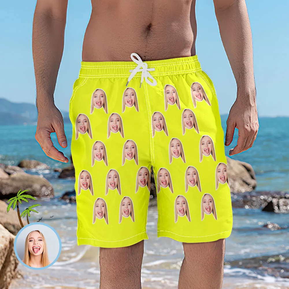 Men's Custom Face Elastic Beach Short Pants