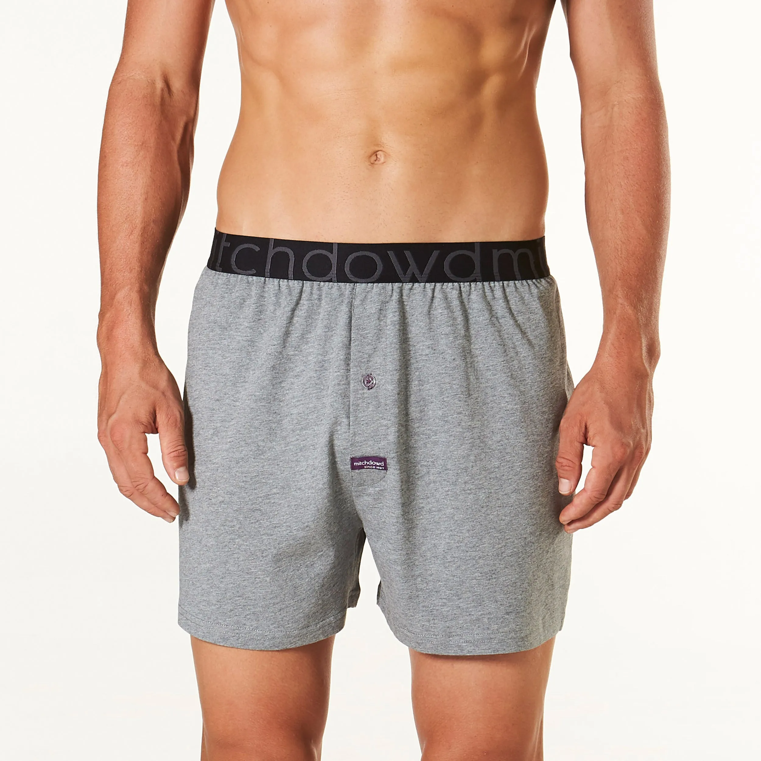 Men's Loose Fit Knit Cotton Boxer Shorts - Charcoal Marle