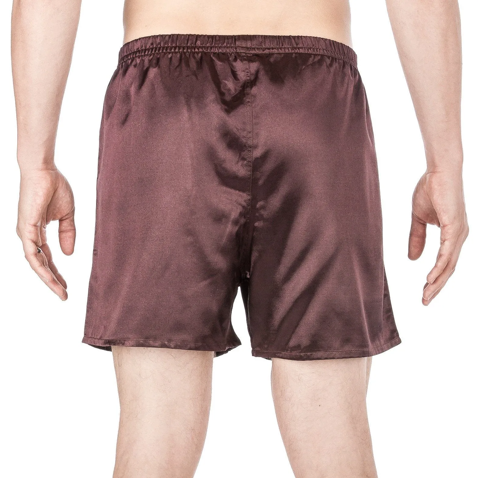 Men's Premium Satin Boxers - 2 Pack - Solid Black/Burgundy