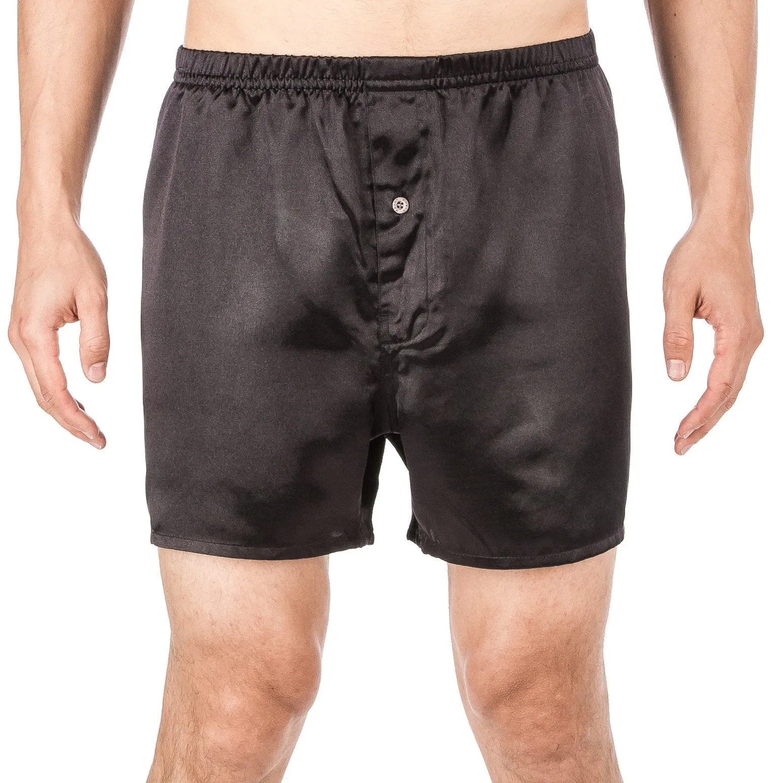 Men's Premium Satin Boxers - 2 Pack - Solid Black/Burgundy