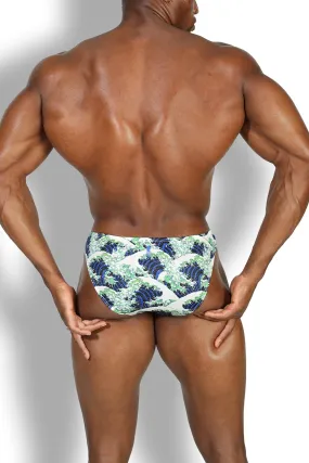 Men's Slimmer Bulge Briefs - Crashing Waves