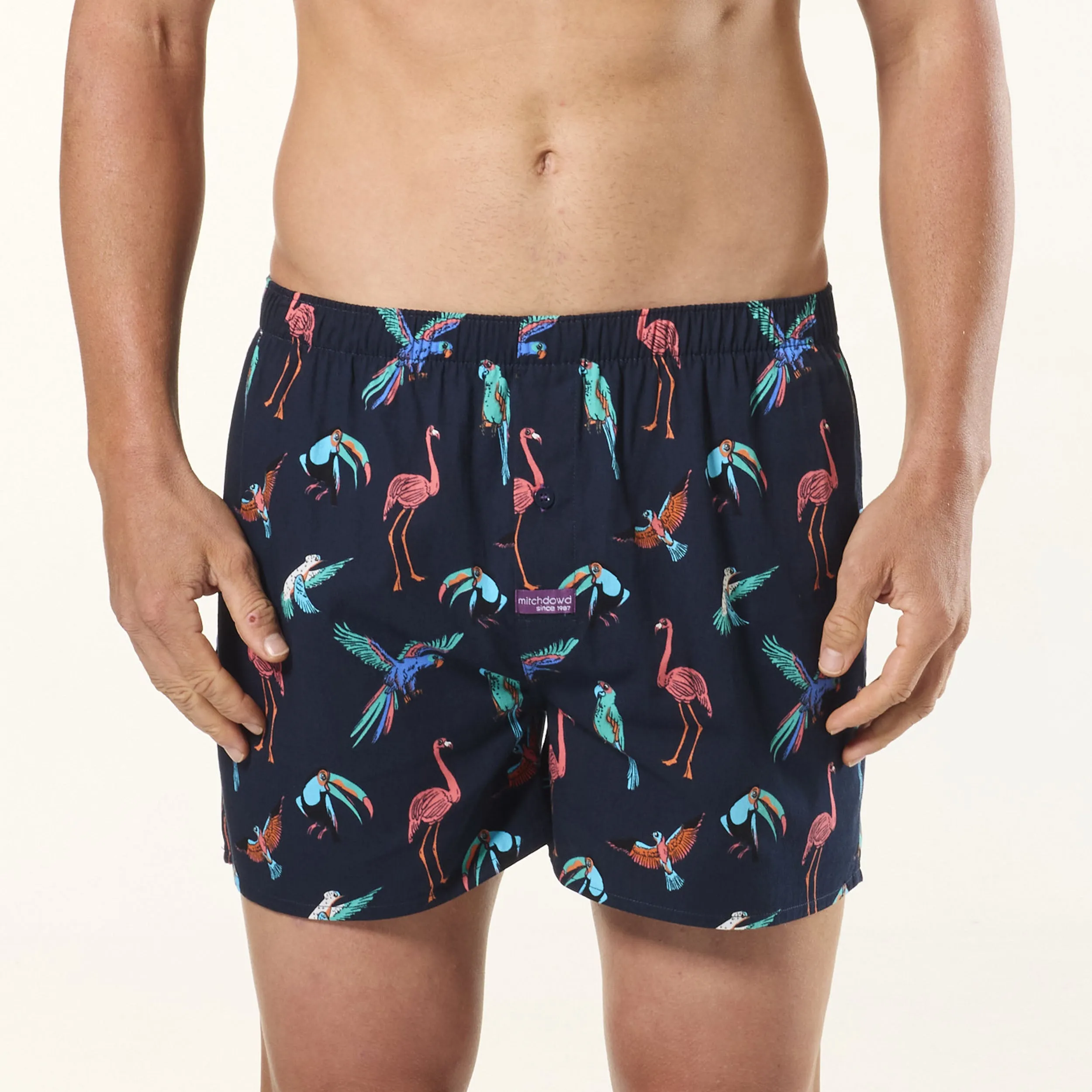 Men's Swooping Birds Cotton Boxer Short 3 Pack - Blue