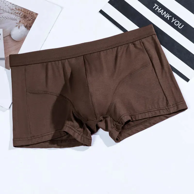 Men's Underwear Plain Cotton Boxer Short Breathable U Convex