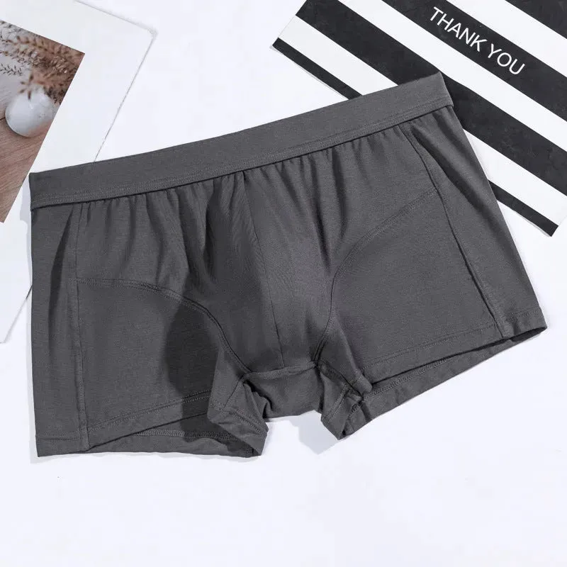 Men's Underwear Plain Cotton Boxer Short Breathable U Convex