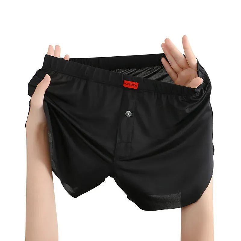 Men's Underwear Solid Color Loose Breathable Ice Silk Boxers