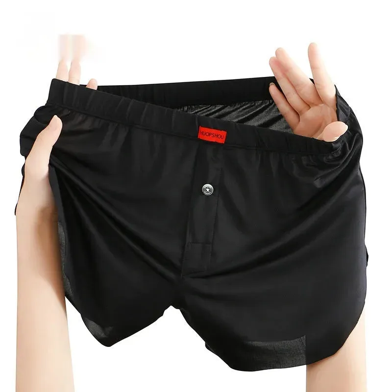 Men's Underwear Solid Color Loose Breathable Ice Silk Boxers