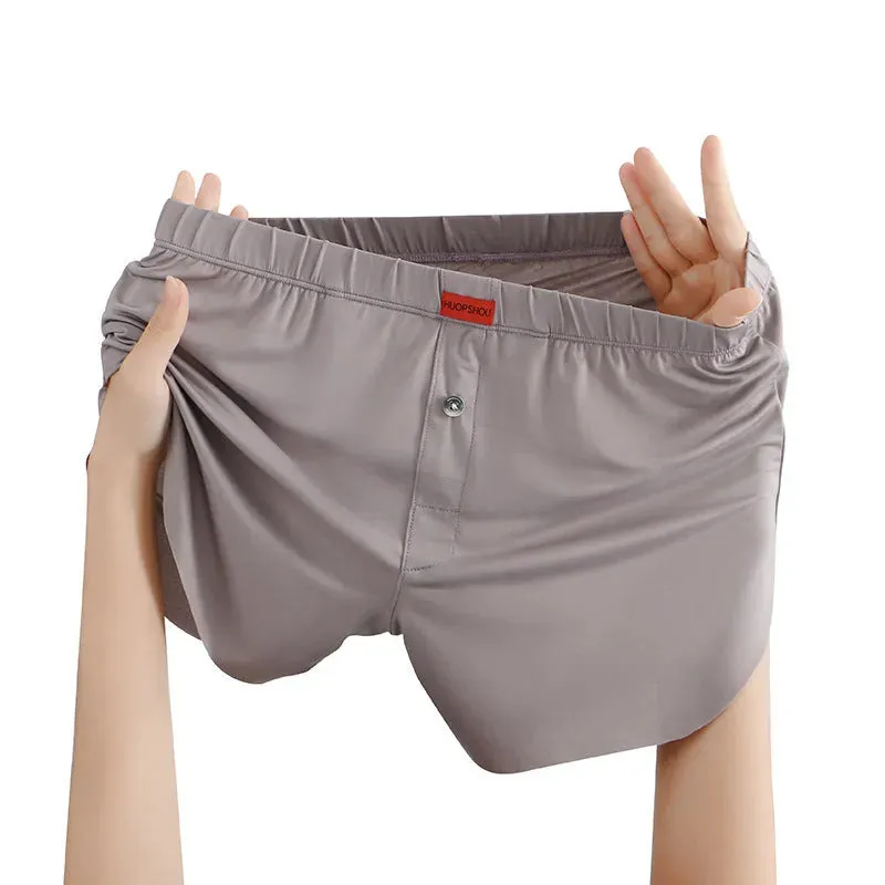 Men's Underwear Solid Color Loose Breathable Ice Silk Boxers