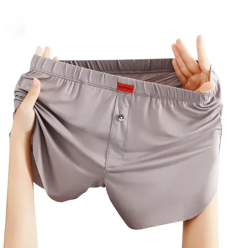 Men's Underwear Solid Color Loose Breathable Ice Silk Boxers