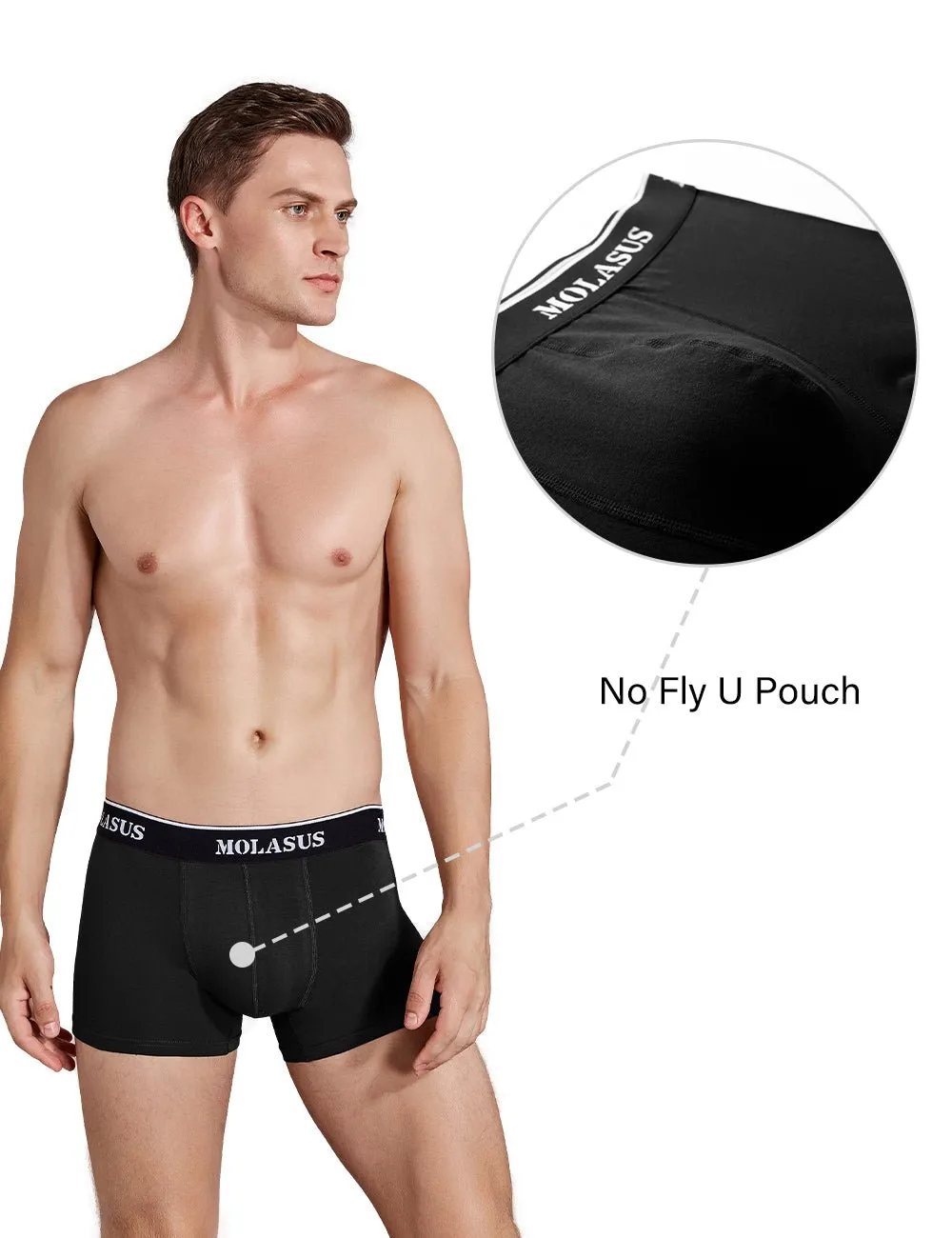 Molasus Mens Cotton Stretch Trunks Underwear No Fly Tagless Underpants Pack of 5 (3 Grey 2 Black)