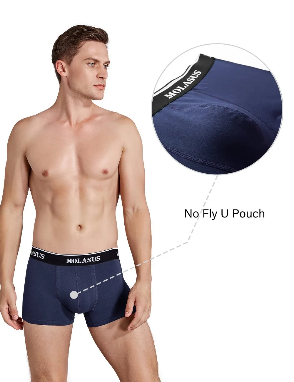 Molasus Mens Cotton Stretch Trunks Underwear No Fly Tagless Underpants Pack of 5