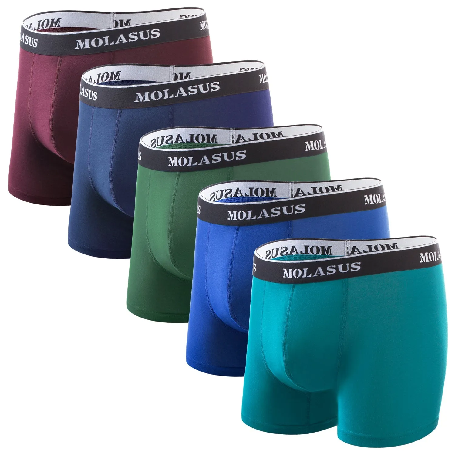 Molasus Mens Cotton Stretch Trunks Underwear No Fly Tagless Underpants Pack of 5