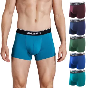 Molasus Mens Cotton Stretch Trunks Underwear No Fly Tagless Underpants Pack of 5