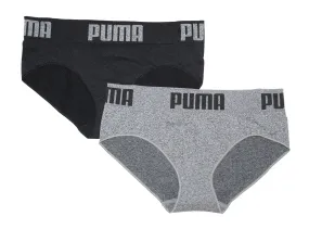 Puma Women's 2-Pack Seamless Big Logo Super Soft Sport Stretch Bikini Panty