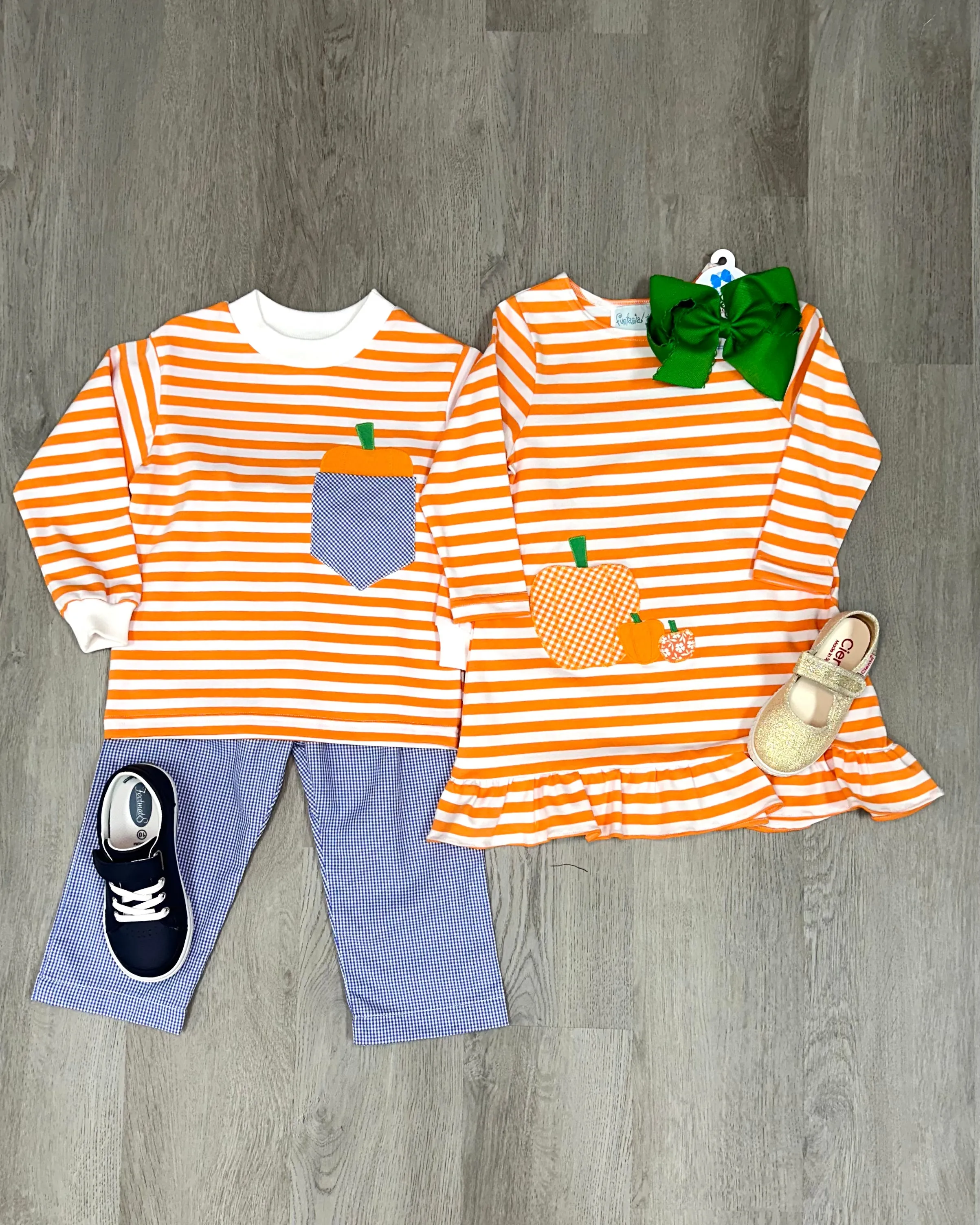 Pumpkin in Pocket L/S Shirt with Blue Check Pants