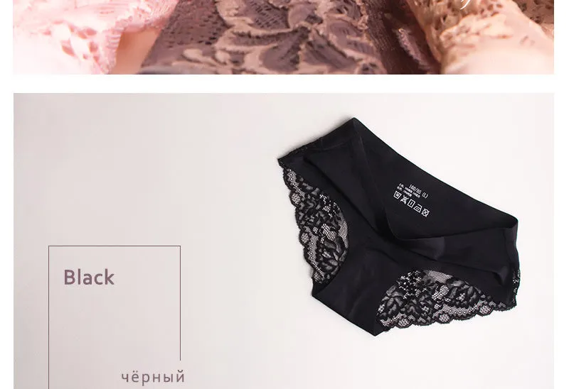 Sexy Ladies' Transparent Seamless Lace Panties With Embroidery Patterns