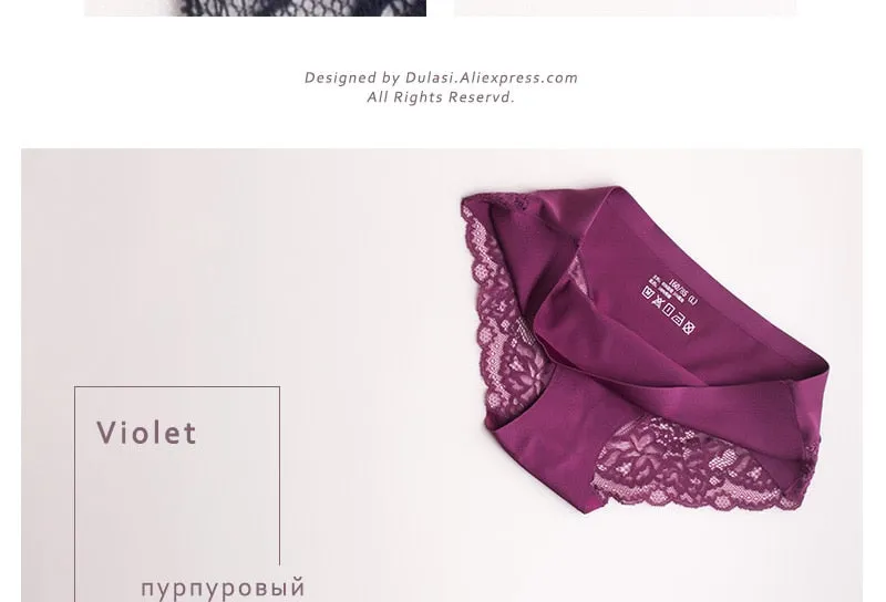 Sexy Ladies' Transparent Seamless Lace Panties With Embroidery Patterns