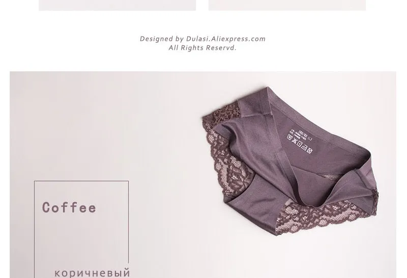 Sexy Ladies' Transparent Seamless Lace Panties With Embroidery Patterns