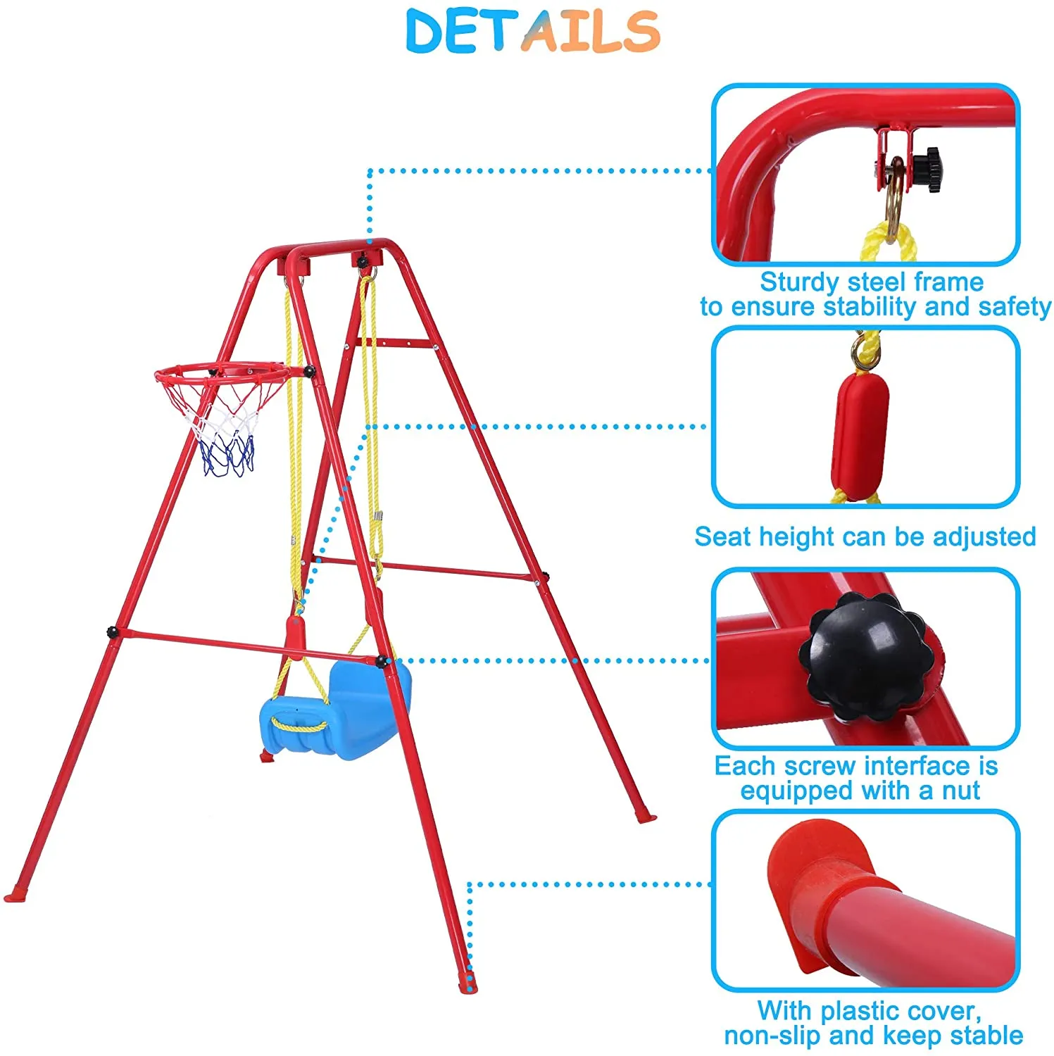 Toddler Swing Playset | 2 in 1 Swing Basketball Combination Swing Toys Set Indoor and Outdoor Playground Swing Seat for Kids Boys Girls (Bench)