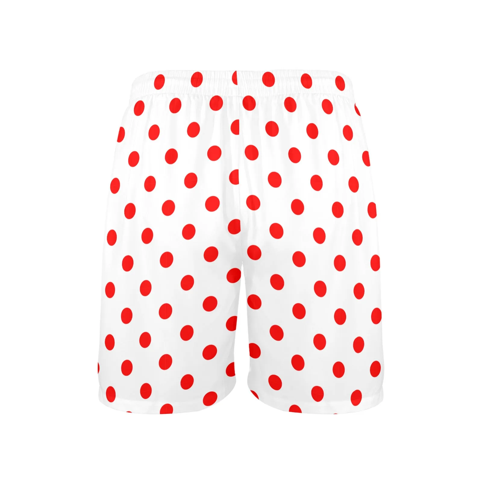 White With Red Polka Dots Men's Swim Trunks Swimsuit