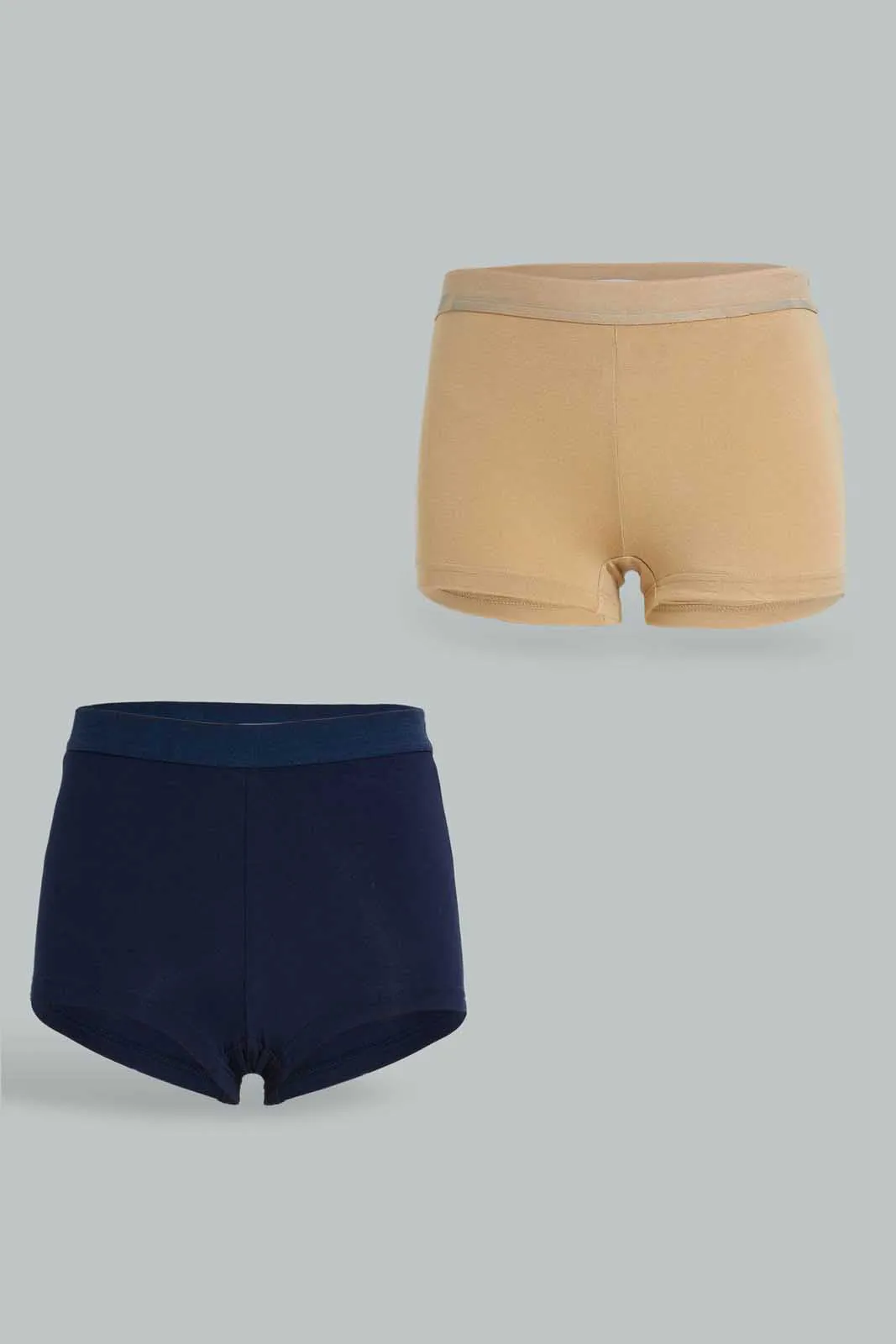 Women Beige and Navy Boxer Brief (Pack of 2)