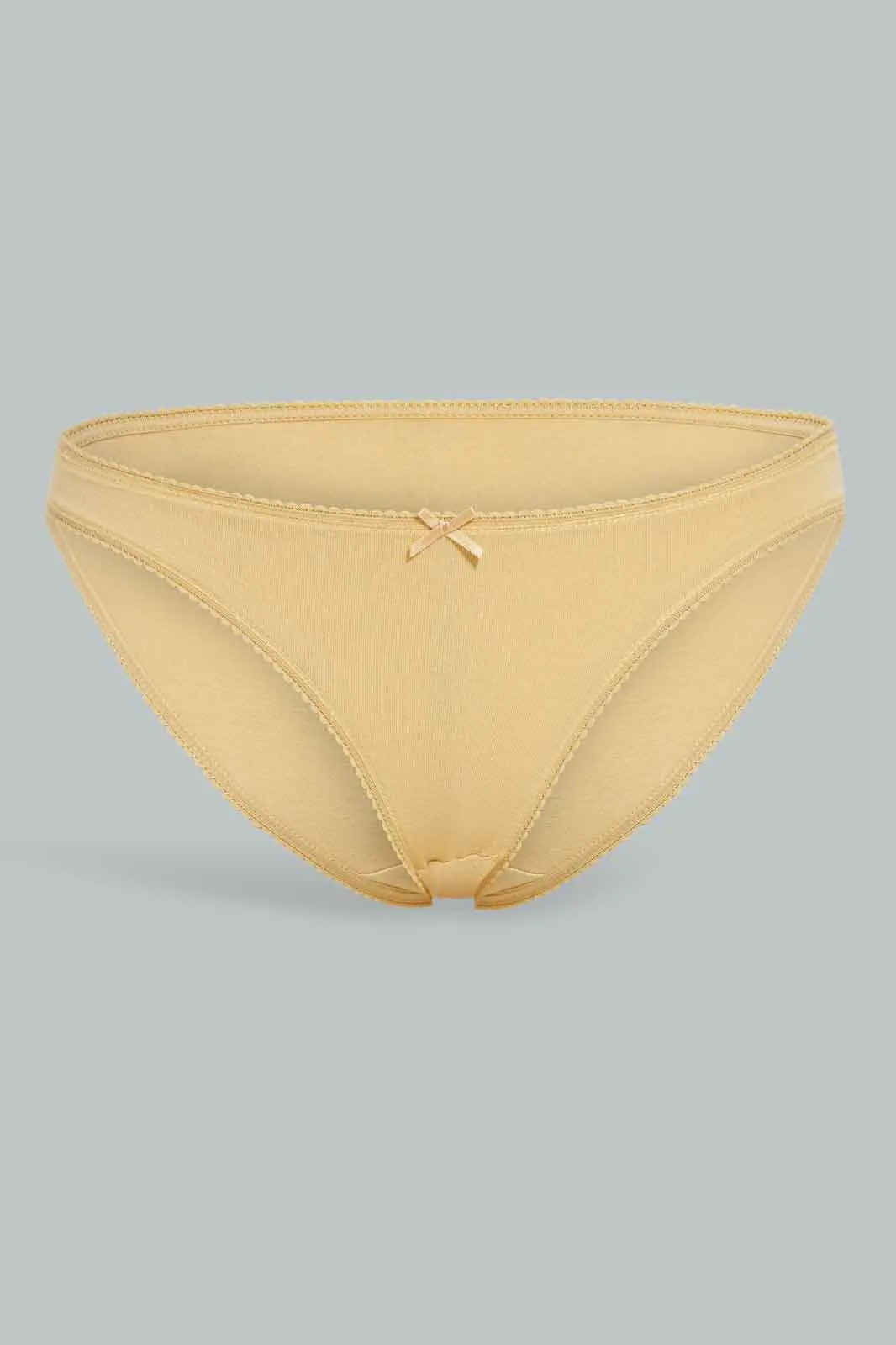 Women Beige And White Plain Bikini Brief (Pack of 5)