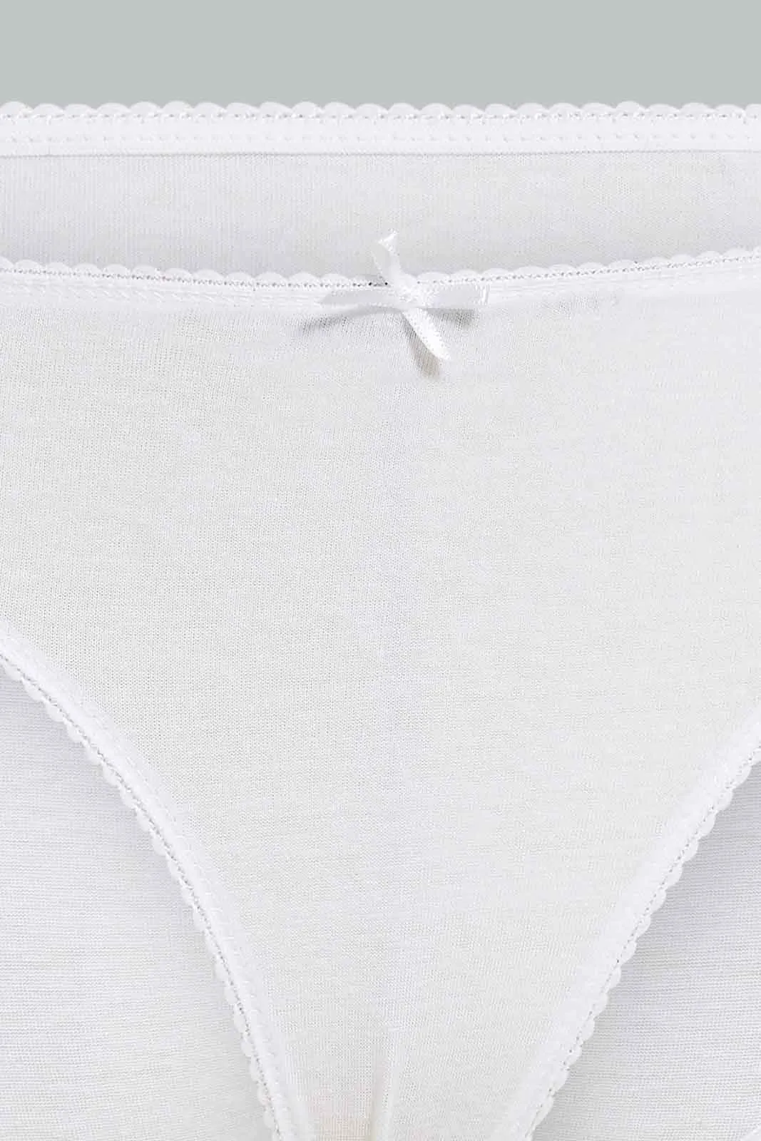 Women Beige And White Plain Bikini Brief (Pack of 5)