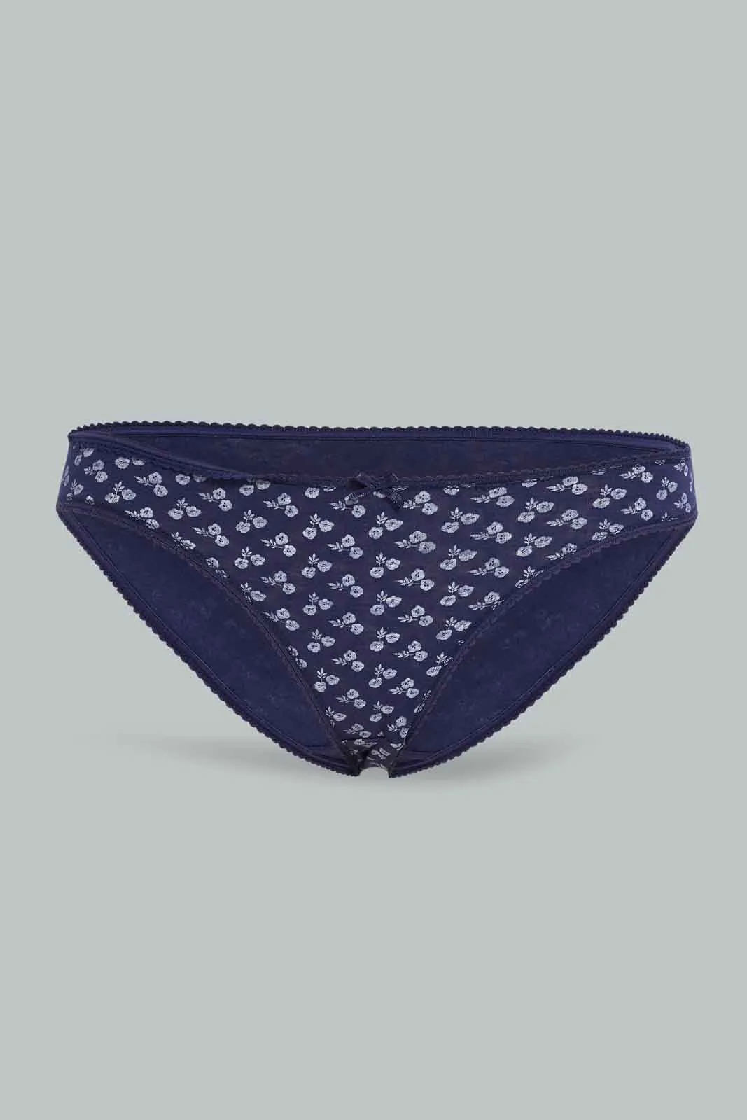 Women Navy And White Print Bikini Brief (Pack of 5)