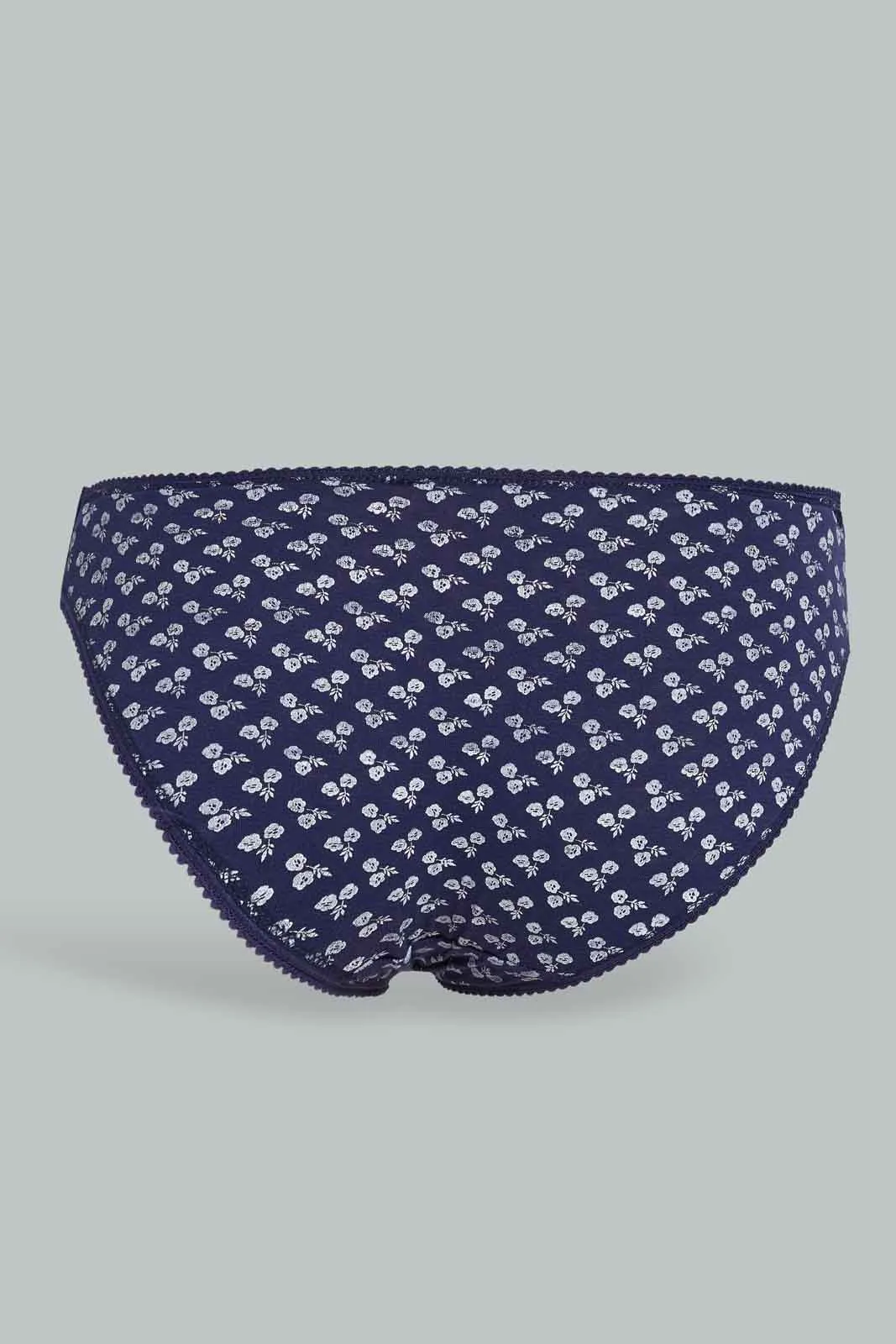 Women Navy And White Print Bikini Brief (Pack of 5)