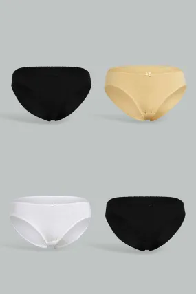 Women Plus Size Assorted Bikini Briefs (Pack Of 4 )