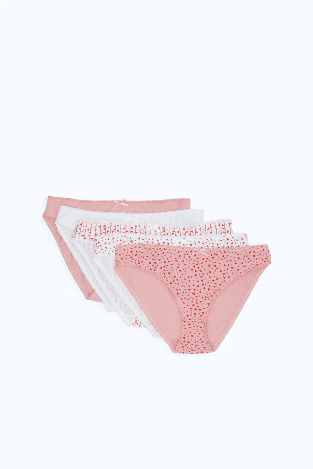 Women White And Pink Bikini Brief Set (Pack of 5)