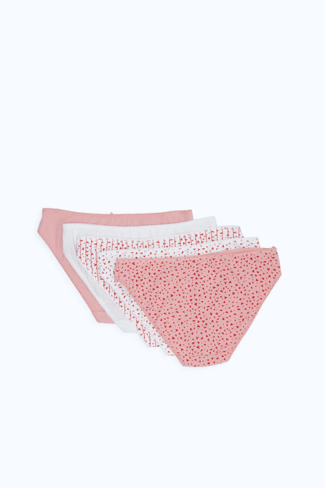 Women White And Pink Bikini Brief Set (Pack of 5)