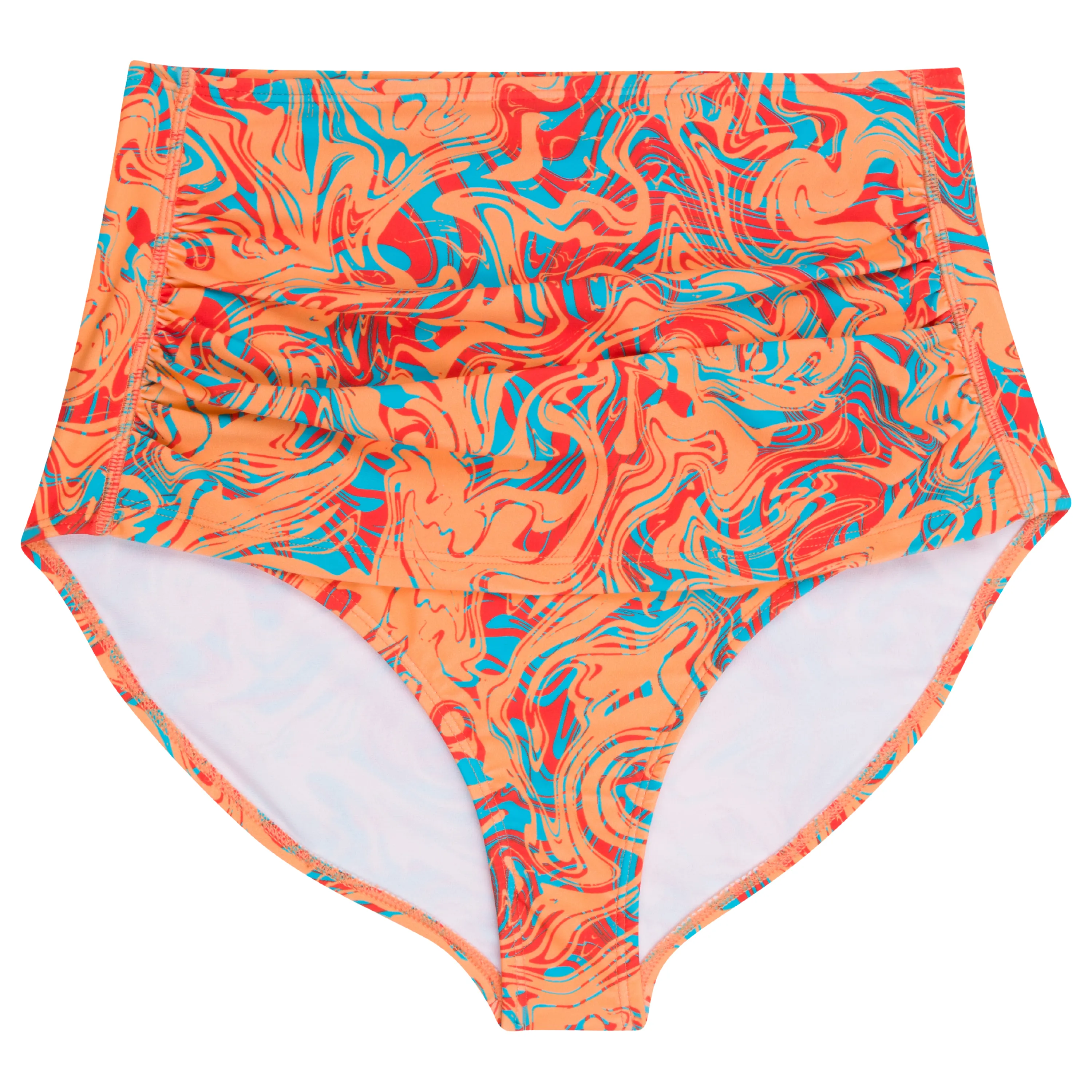 Women's High Waist Bikini Bottoms Ruched | "Swirl"